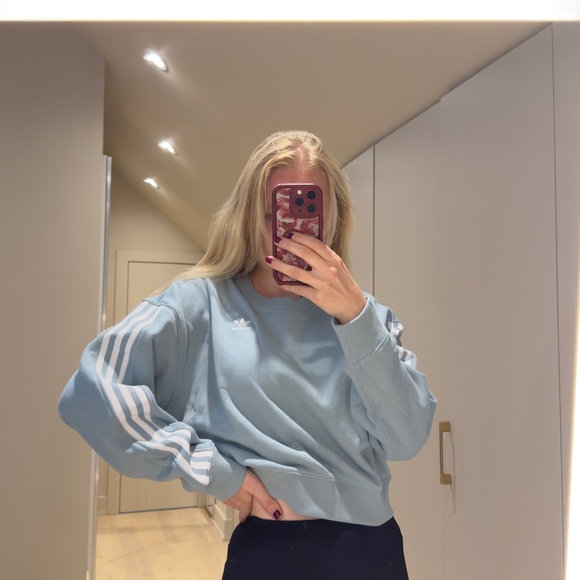 “Adidas Light Blue  New Hoodie - Size M, 100% Cotton, Oversized Fit for Small - Picture 4 of 5